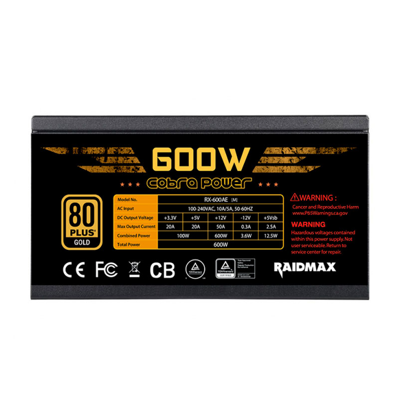 Fuente de Poder Raidmax RX-600AE-M Cobra 80+ Bronze - Imagen 3