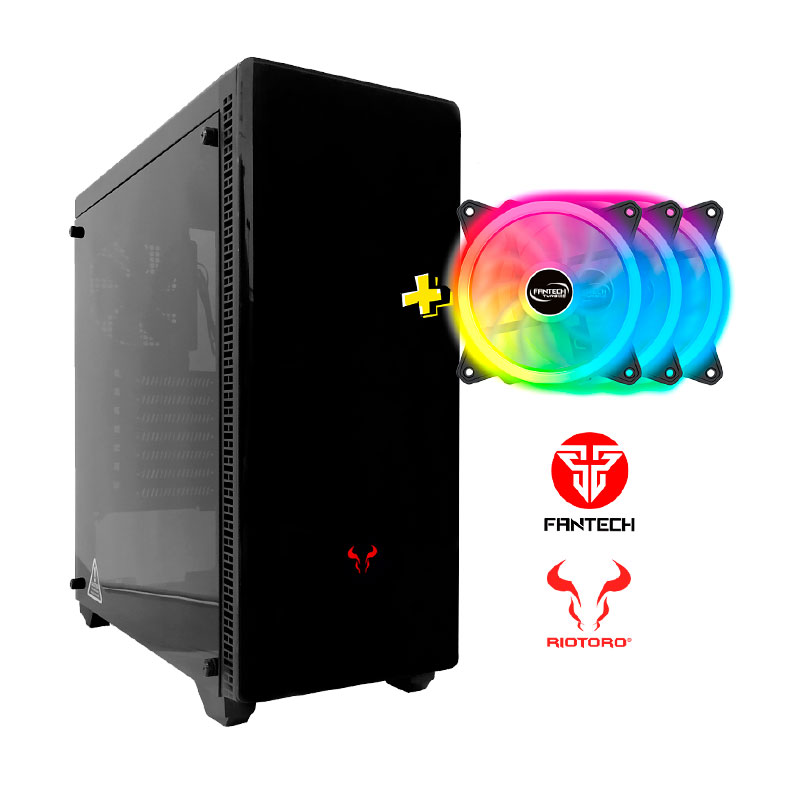 Promoción Gabinete Riotoro CR110TG + 3 Fan RGB Fantech FC124